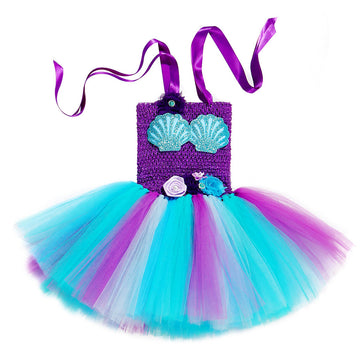 Sirena Tutu Vestido con Diadema de Color Púrpura para Niñas